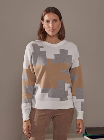 Rodier Pullover in Weiß/ Grau/ Hellbraun