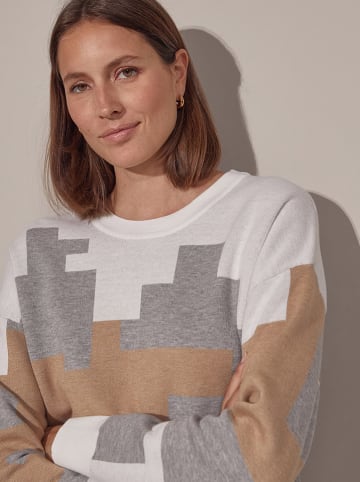 Rodier Pullover in Weiß/ Grau/ Hellbraun