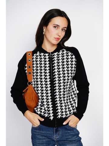 ASSUILI Kaschmir-Sweatjacke in Schwarz/ Weiß
