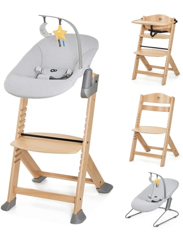Kinderkraft Hochstuhl "Enock" mit Babywippe "Calmee" in Hellbraun/ Grau - ab 6 Monaten