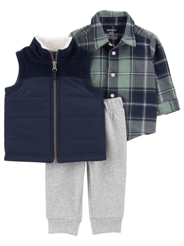 carter's 3-delige outfit grijs/donkerblauw/groen