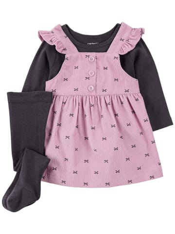 carter's 3-delige outfit lichtroze/antraciet