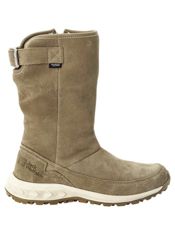 Jack Wolfskin Skórzane kozaki zimowe "Queenstown Texapore" w kolorze beżowym