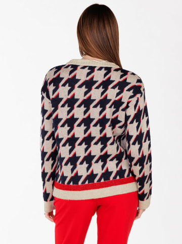 KEY LARGO Pullover "Check" in Beige/ Schwarz