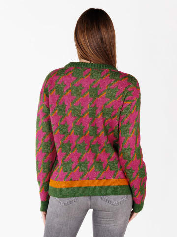 KEY LARGO Pullover "Check" in Grün/ Pink