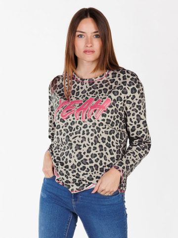 KEY LARGO Longsleeve "Hello" in Taupe/ Anthrazit