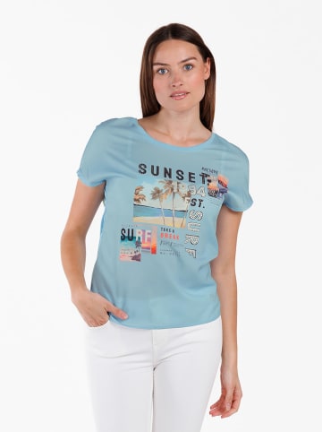 KEY LARGO Koszulka "Sunset" w kolorze błękitnym