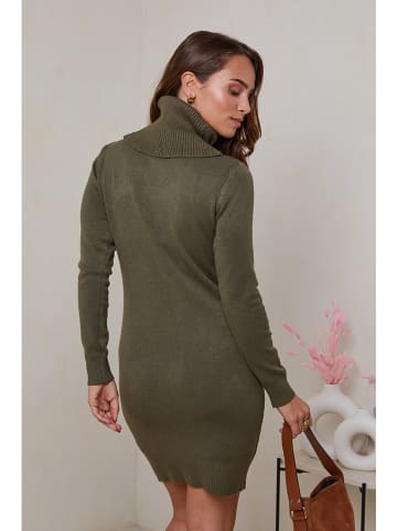 Soft Cashmere Sukienka dzianinowa w kolorze khaki