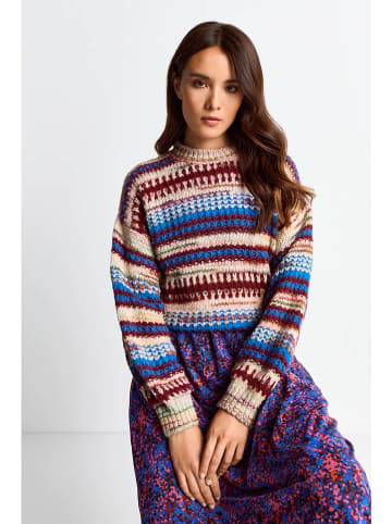 Rich & Royal Pullover in Beige/ Blau/ Bordeaux