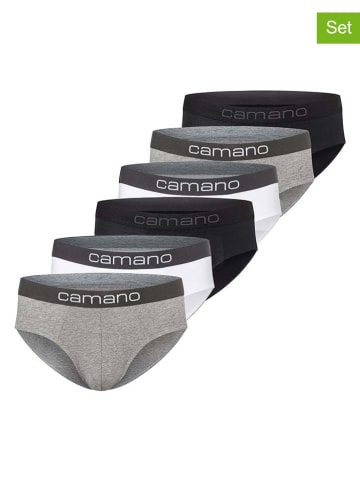 camano 6er-Set: Slips in Schwarz/ Grau/ Weiß