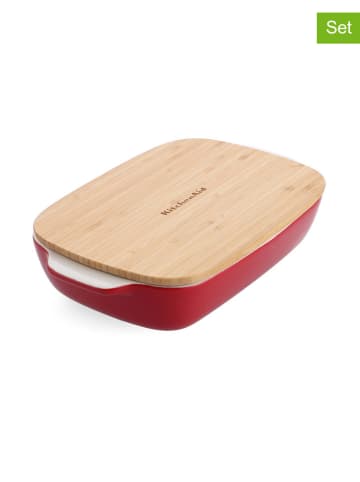 KitchenAid 2tlg. Set: Auflaufform in Rot - (B)31 x (H)18,5 x (T)6 cm