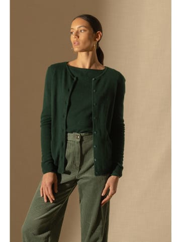Perfect Cashmere Kasjmieren vest "Amy" donkergroen