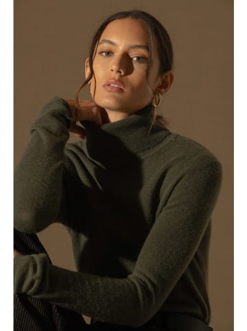 Perfect Cashmere Kaszmirowy sweter "Ashley" w kolorze khaki