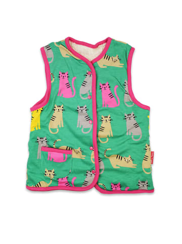 Toby Tiger Wende-Weste in Creme/ Grün/ Bunt
