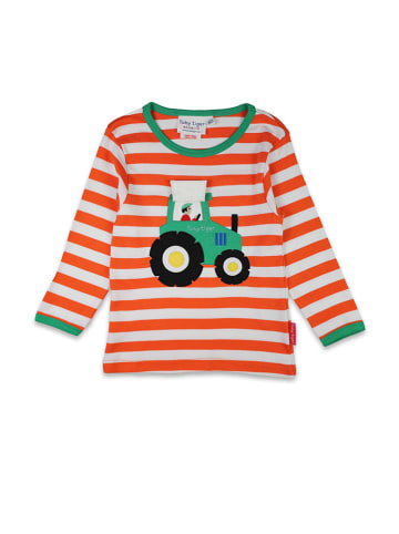 Toby Tiger Longsleeve in Orange/ Weiß/ Grün