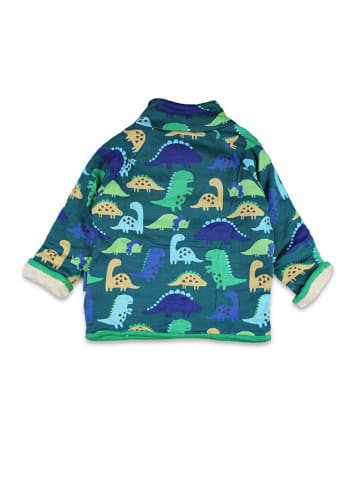 Toby Tiger Fleecepullover in Grün/ Blau