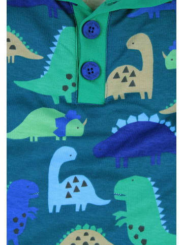 Toby Tiger Fleecepullover in Grün/ Blau