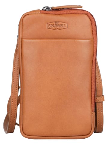 SPARWELL Leder-Handytasche "Offbeat Oda" in Hellbraun - (B)11 x (H)19 x (T)2 cm