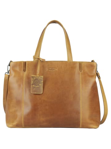 SPARWELL Leder-Henkeltasche "Kreative Kennedy" in Hellbraun - (B)36 x (H)27 x (T)13 cm