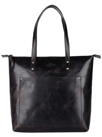 WEZBEY Leren schoudertas "Juana" bruin - (B)39 x (D)13 cm