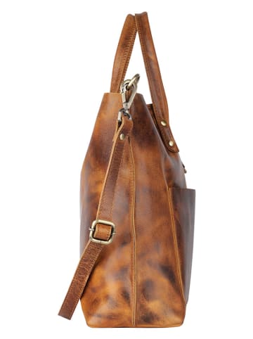 SPARWELL Leren shopper "Juana" lichtbruin - (B)42 x (H)31 x (D)12 cm