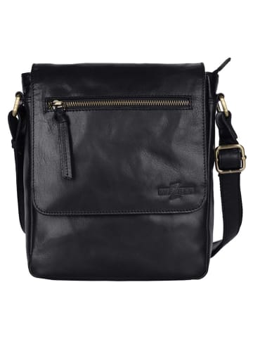 WEZBEY Leder-Umhängetasche "Adrian" in Schwarz - (B)20 x (H)25 x (T)5,5 cm