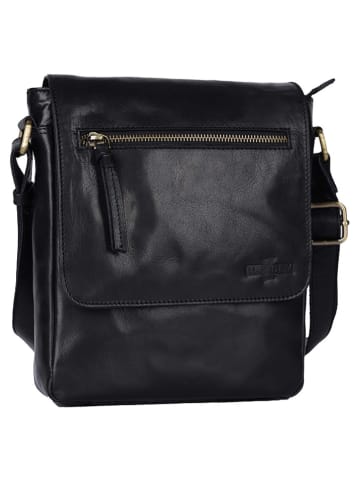 WEZBEY Leder-Umhängetasche "Adrian" in Schwarz - (B)20 x (H)25 x (T)5,5 cm