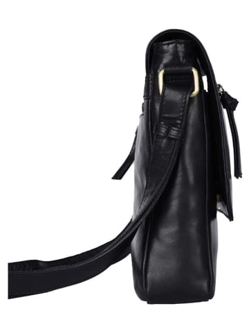 WEZBEY Leder-Umhängetasche "Adrian" in Schwarz - (B)20 x (H)25 x (T)5,5 cm
