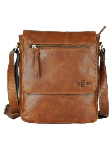 WEZBEY Leder-Umhängetasche "Adrian" in Hellbraun - (B)25 x (H)28 x (T)5 cm