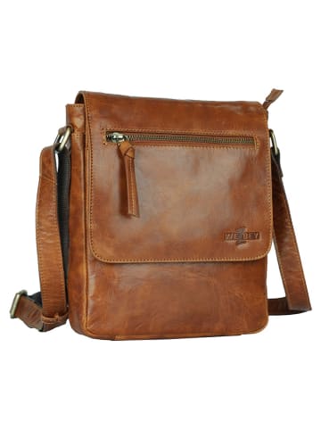 WEZBEY Leren schoudertas "Adrian" lichtbruin - (B)25 x (H)28 x (D)5 cm