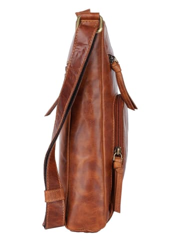 SPARWELL Leder-Umhängetasche "Adrian" in Hellbraun - (B)25 x (H)28 x (T)5 cm
