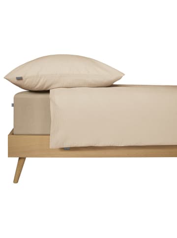 Schiesser Seersucker-Bettwäsche-Set "Laura" in Taupe