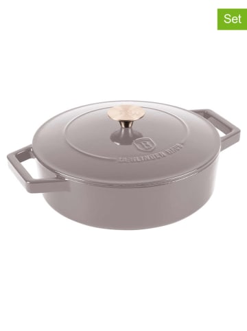 Berlinger Haus 2tlg. Set: Gusseiserner Shallow Pot "Cast Iron -Taupe Collection" - Ø 26 cm