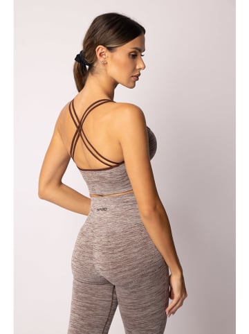 Spaio Legginsy sportowe "Melange" w kolorze jasnobrązowym