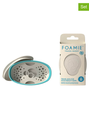 Foamie 4er-Set: Reise-Seifenschale "Travel Buddy" in Beige/ Türkis
