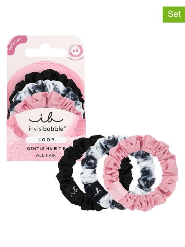 Invisibobble 2er-Set: Haargummis "Loop" in Schwarz/ Weiß/ Rosa - á 3 Stück