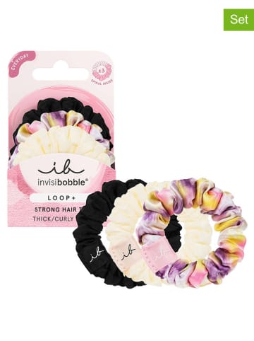 Invisibobble 2-delige set: haarelastiekjes "Loop" zwart/lichtroze/crème - 3 stuks