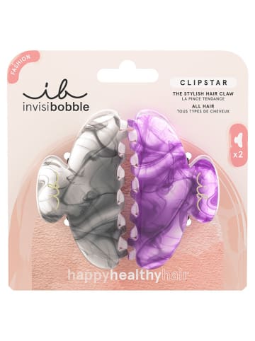 Invisibobble 2-delige set: haarklemmen "Clipstar" grijs/paars - 2 stuks