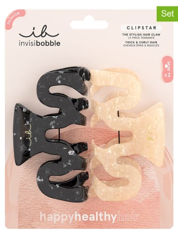 Invisibobble 2er-Set: Haarspangen "Clipstar" in Schwarz/ Creme - á 2 Stück