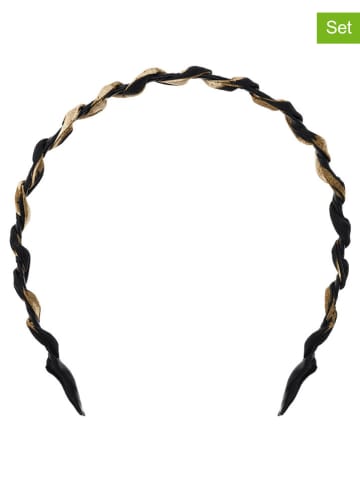 Invisibobble 2er-Set: Haarreifen "Hairhalo" in Schwarz/ Gold