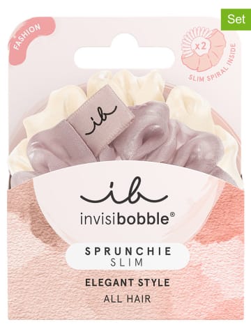 Invisibobble 2er-Set: Haargummis "Sprunchie Slim" in Rosa/ Creme  - á 2 Stück