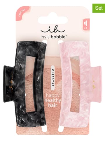 Invisibobble 2er-Set: Haarspangen "Clipstar L" in Rosa/ Schwarz