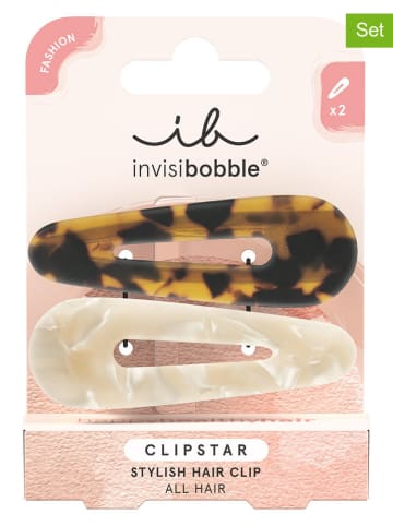 Invisibobble 2er-Set: Haarspangen "Clipstar M" in Hellblau/ Creme - á 2 Stück