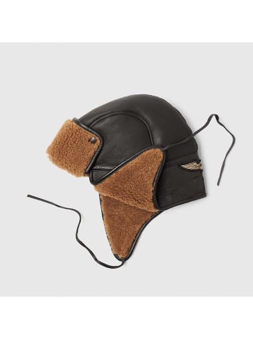 PME Legend Leder-Mütze in Schwarz/ Hellbraun
