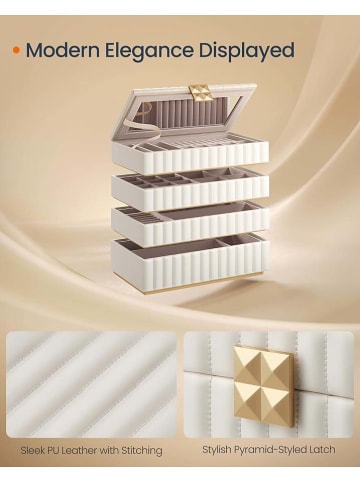Songmics Sieradendoos wit - (B)28 x (H)20,5 x (D)17 cm