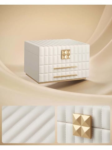 Songmics Szkatułka w kolorze białym na biżuterię - 24 x 15,8 x 21,5 cm