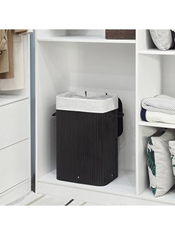 SONGMICS Wäschekorb in Schwarz/ Weiß - (B)40 x (H)60 x (T)30 cm