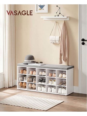 SONGMICS Schoenenkast wit/grijs - (B)104 x (H)48 x (D)30,5 cm