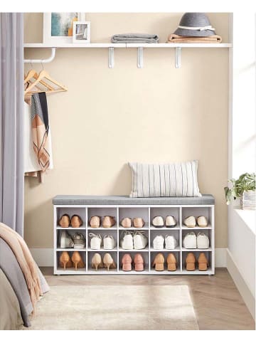 SONGMICS Schoenenkast wit/grijs - (B)104 x (H)48 x (D)30,5 cm