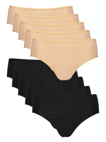 PETITE FLEUR 10er-Set: Panty in Schwarz/ Beige